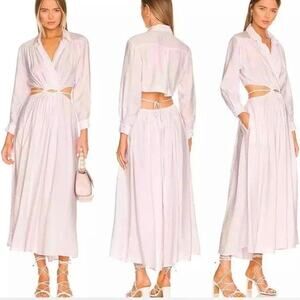 Young Fabulous & Broke XSmall Icy Pink Cut Out Maxi Long Collared Dress Feminine